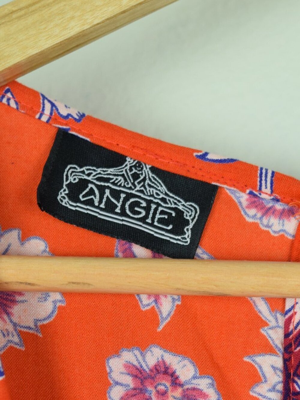 ANGIE BOHO ORANGE & RED FLORAL ROMPER ELASTIC WAIST - Picture 6 of 7